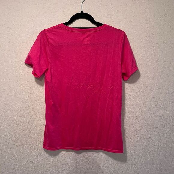Nike Women's Dri-FIT V-Neck T-Shirt Pink Size M Short Sleeve Casual Athletic Cut - Picture 4 of 4